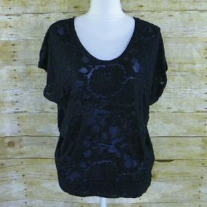 Gap tonal print burnout top black S